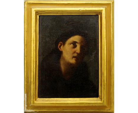 Manner of Guido Reni, 18th century- Portrait of a Saint; oil on canvas, in a gilded bolection frame, 35x25cm CONDITION REPORT