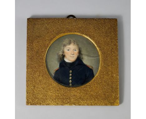 Anton Graff, Swiss 1736- 1813, a Portrait Miniature, depicting an officer, half-length in uniform, tondo, signed, in a glazed