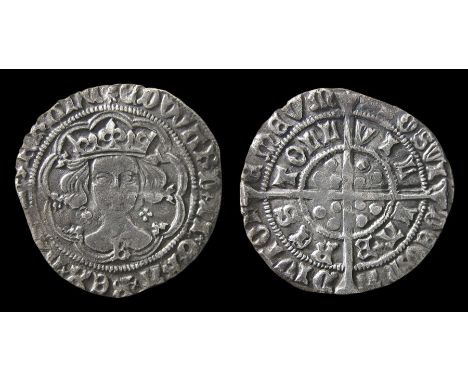 Edward IV Bristol Groat. Light coinage, 1464 - 70. Silver, 2.75 grams. 25.04 mm. Obverse: Crowned facing bust, quatrefoils at