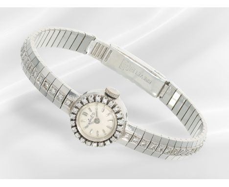 Sehr schön erhaltene vintage Damenuhr aus 18K Weißgold mit Diamanten, "Arctus": Ca. 18cm lang, ca. 29,9g, 18K Weißgold, Druck