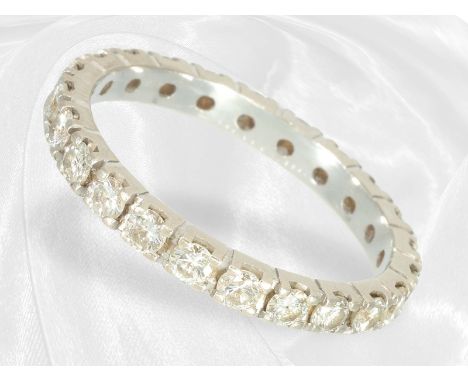 Ring: Weißgoldener vintage Brillant/Memoire-Goldschmiedering, ca. 1,15ct Brillanten: Ca. Ø17,5mm, RG56, ca. 2,2g, 14K Weißgol