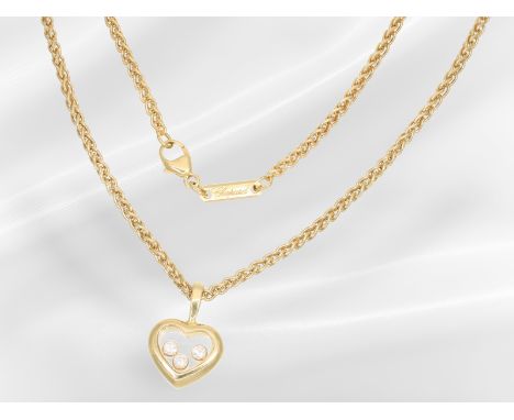 Kette/Collier: gelbgoldenes Herzcollier, "Happy Diamonds" von Chopard, 18K Gold: Ca. 42cm lang, ca. 11,9g, 18K Gelbgold, Kett