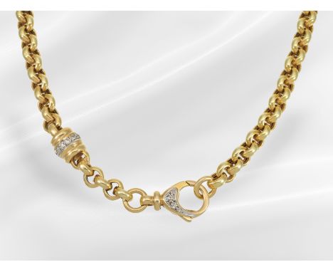 Kette/Collier: klassische goldene vintage Erbskette mit kleinen Diamanten, 14K Gold: Ca. 45,5cm lang, ca. 30g, 14K Gelbgold, 