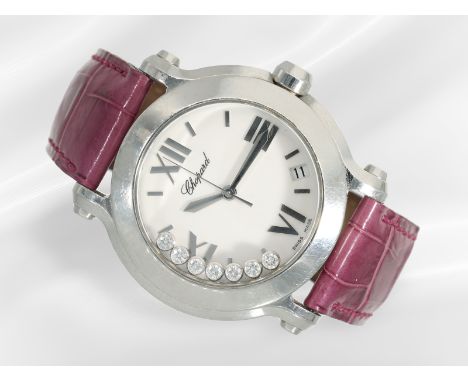 Armbanduhr: sportliche Damenuhr, Chopard "Happy Sport" Ref. 27/8475: Ca. Ø36mm, Edelstahl, verschraubter Boden, Quarzwerk, Da