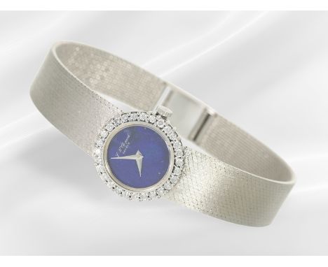 Armbanduhr: luxuriöse Damenuhr von Chopard mit Brillantlünette und Lapislazuli- Zifferblatt: Ca. Ø 20mm, ca. 17,5cm lang, ca.
