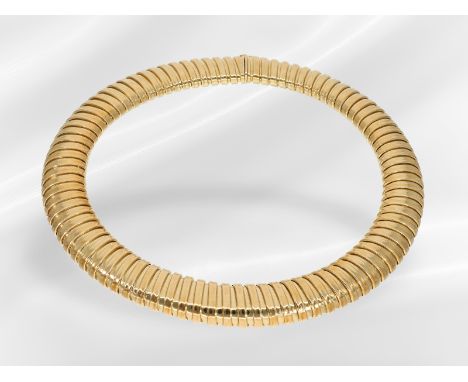 Kette/Collier: luxuriöser, flexibler vintage Schlangen-Halsreif im Tubogas-Stil, hervorragende Goldschmiedeanfertigung: Ca. 4