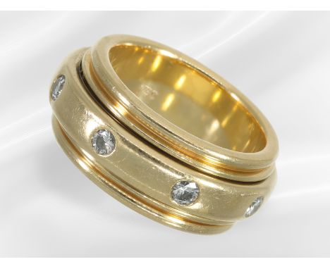 Ring: massiver hochwertiger Goldschmiedering im Piaget-Stil, 18K Gold: Ca. Ø17mm, RG54, ca. 20,2g, 18K Gold, ca. 9,5mm breit,