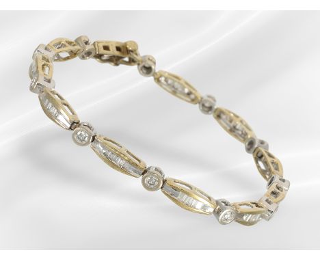 Armband: vintage Goldschmiedearmband mit Brillant/Diamantbesatz, ca. 1,88ct: Ca. 18cm lang, ca. 13,5g, 14K Gold, Bicolor, ca.