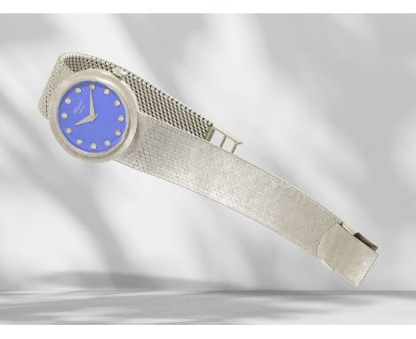Armbanduhr: feine, weißgoldene vintage Damenuhr von Chopard, Handaufzug, 18K Weißgold: Ca. 16cm lang, ca. 52,9g, 18K Weißgold