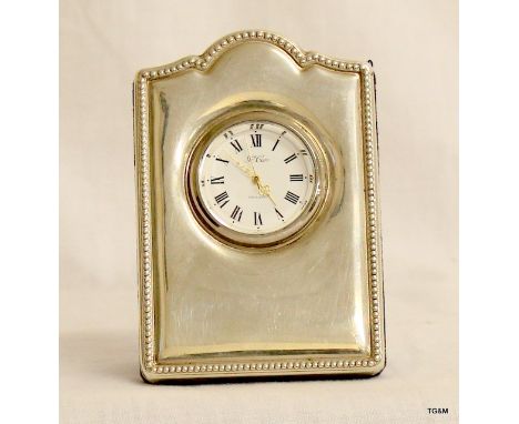 A Silver Hallmarked Miniature Clock. R Carr, Sheffield 1998