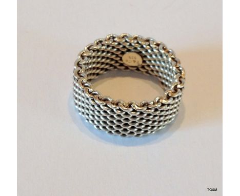 Genuine Tiffany Silver Mesh Ring