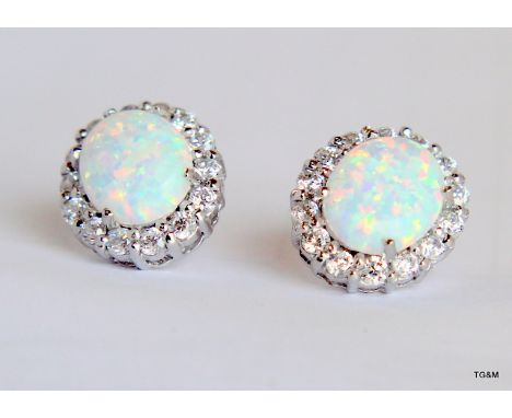 A Pair Of Silver And Opal Earrings