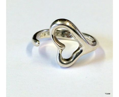 Genuine Tiffany Silver Open Heart Ring Size P