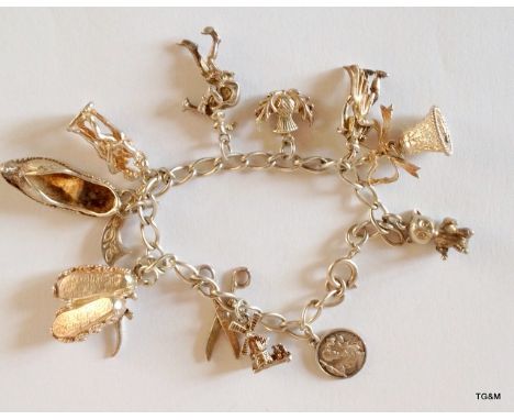 Silver Charm Bracelet 12 Charms