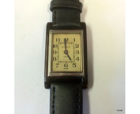 A Rare Gents 1936 Jaeger Lecoultre Duoplan Wristwatch With Stainless Steel And Tortoise shell Case