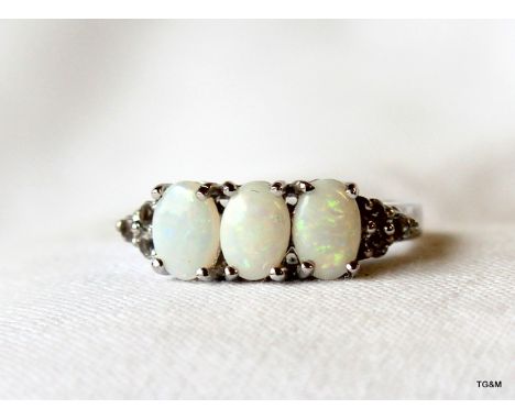 925 silver opal / topaz ring