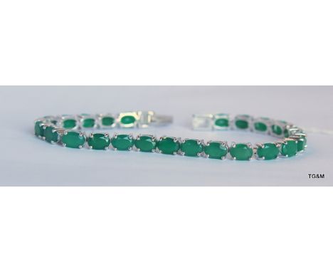 A Silver And Real Emerald Line Bracelet