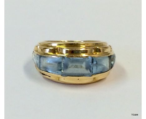 Genuine Tiffany 18ct gold aquamarine ring size H