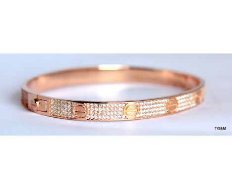 A Silver Cartier Style Cz Bangle
