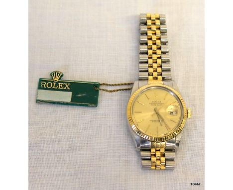 Gents 18Ct Gold And Stainless Steel Rolex Oyster Perpetual Datejust Wristwatch. Model 16013