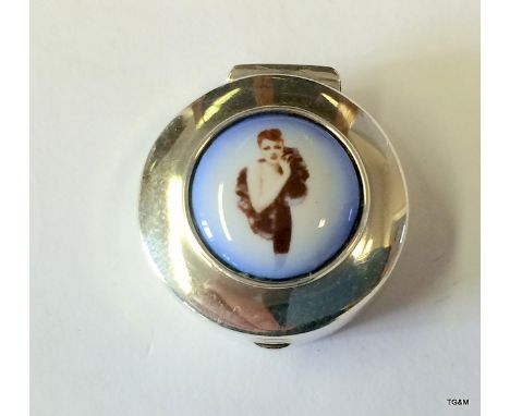 A Silver & Enamel Pill Box