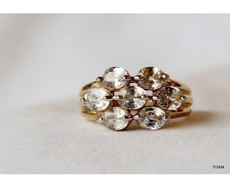 9ct yellow gold 7 stone ring