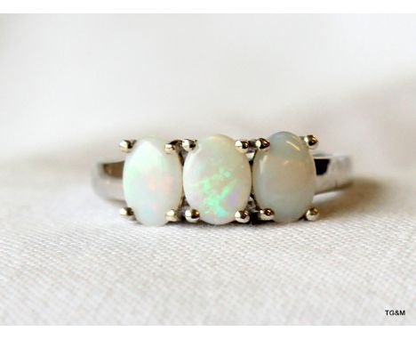 925 silver opal 3 stone ring 