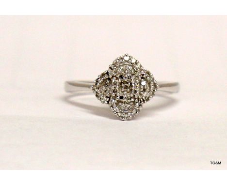 9Ct White Gold Diamond Cluster Ring