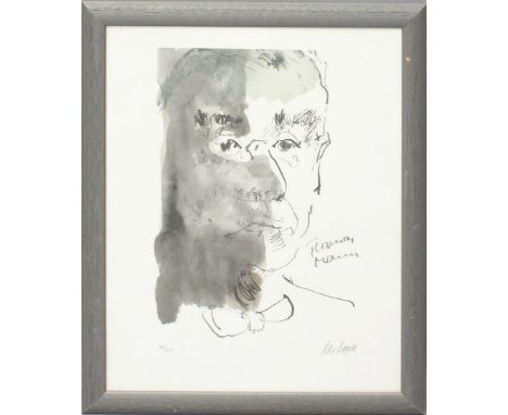 Mueller-Stahl, Armin (geb. 1930 in Tilsit) "Thomas Mann", so im Druck bez. Druckgraphik (verso etwas fleckig), re. u. mit Ble