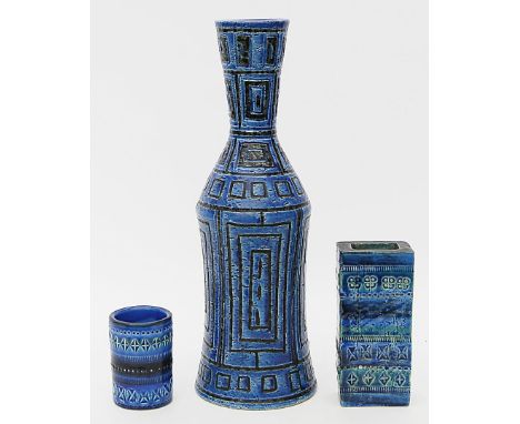 Londi, Aldo (1911 Montelupo 2003) Große und zwei kleine Vasen aus der Serie "Rimini Blue". Keramik mit teils grün abgesetztem