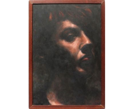 Müller, Jörg (um 1975) Portrait des jungen Paul McCartney. Öl/Hartfaserplatte (l. Altersspuren), verso sign. und dat. (19)75.