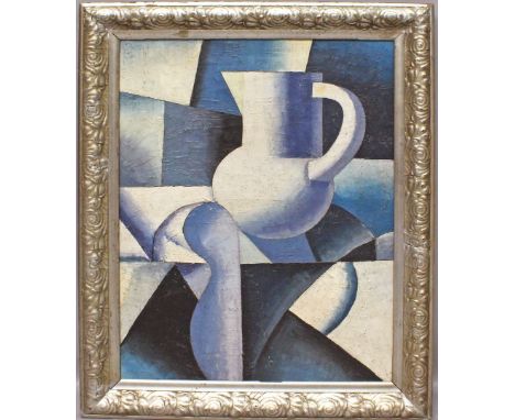 Unbekannter Maler im Stil des Kubismus. Kubistisches Stillleben. Öl/Lwd. (rest.). 69x 52 cm. R.
