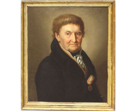 Portraitist (Schlesien, um 1810) Portrait des Kaufmanns und Kommerzialrates Salomo Weber (Wäber,1741-1816). Öl/Lwd. (doublier