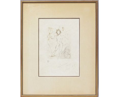 Dalí, Salvador (1904 Figueras 1989) "Merkur". Radierung, re. u. mit Bleistift sign. und li. u. Ex. 16/75. 18x 12,5 cm. PP., R