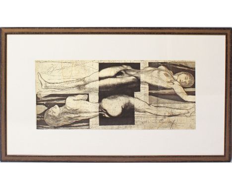 Fuchs, Ernst (1930 Wien 2015) "Eva Triptychon". Aquatintaradierung/Papier (l. gebräunt, fleckig), jedes der drei zusammengefü
