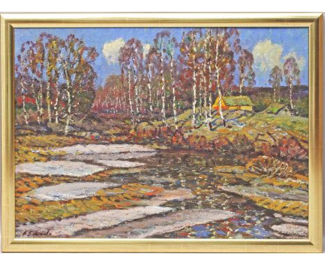 Skride, Arjis (1906-1987) Landschaft. Öl/Lwd., li. u. sign. 54x 73 cm. R. 