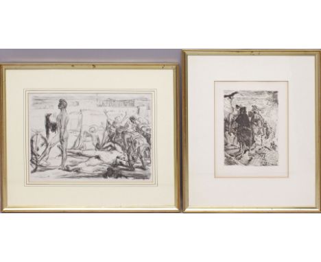Slevogt, Max (1868 Landshut - Neukastell 1932) a) Lithographie aus "Hektor-Illustationen zur Ilias" aus dem Jahr 1921. Mit Bl