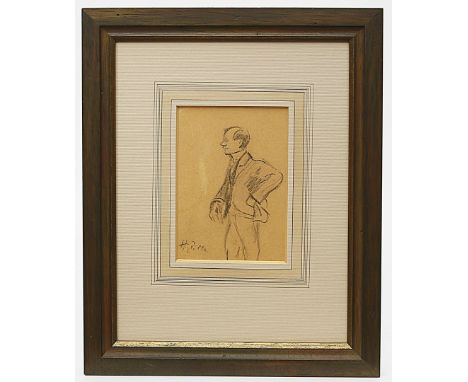 Zille, Heinrich (1858 Radeburg - Berlin 1929) "Herr Bürovorsteher", so verso auf Etikett betitelt. Kohlezeichnung/Papier, li.
