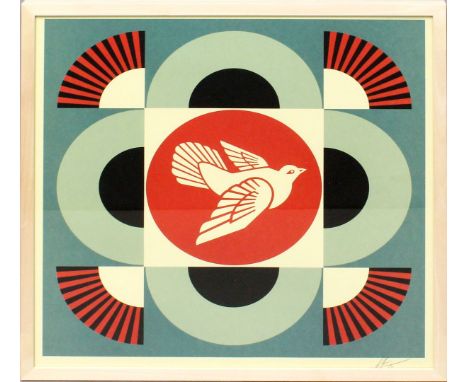 Fairey, Shepard "Obey" (geb. 1970 Charleston) "Dove (mint)". Farbserigraphie/Papier, re. u. mit Bleistift sign. und dat. (20)