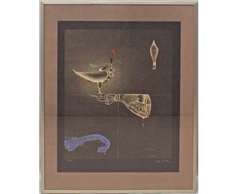 Wunderlich, Paul (1927 Eberswalde- St.-Pierre-de-Vassols 2010) "Horus-Falke (Jagdpoesie)". Farblithographie, re. u. mit Bleis
