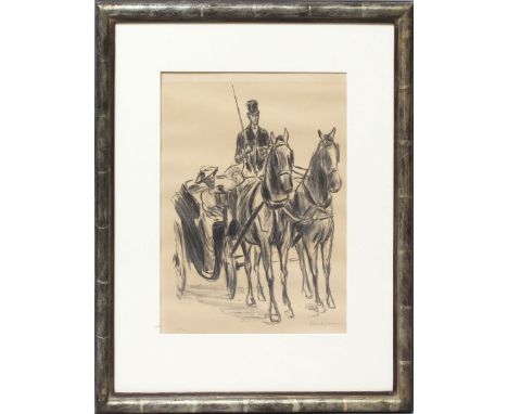 Liebermann, Max (1847 Berlin 1935) Die Kutsche (1914). Lithographie (kl. Randmängel, l. fleckig, Lichtrand bzw. gebräunt, vol