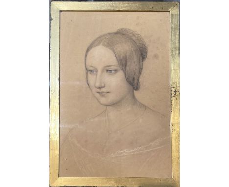 Ellenrieder, Marie (1791 Konstanz - Zürich 1863) Darstellung eines jungen Mädchens. Bleistiftstudie, teils mit farbiger Kreid