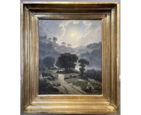 Geist, August Christian (1835 Würzburg - München 1868) Nächtliche Darstellung eines von Bergen umgebenen Seeufers im Mondsche