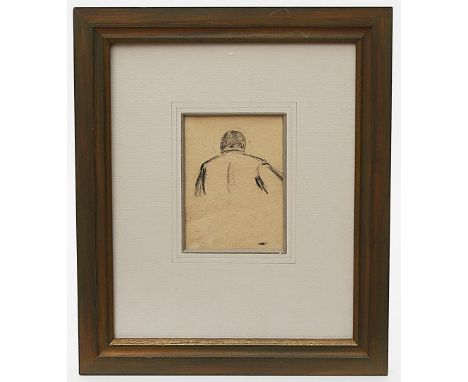 Zille, Heinrich (1858 Radeburg - Berlin 1929) "Männerstudie", so verso auf Etikett betitelt. Kohlezeichnung/Papier, verso mit