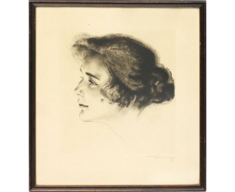 Brüning, Max (1867 Delitzsch - Bad Schachen 1968) "Ein rheinisches Mädchen", so rückseitig bez. und sign. Max Brüning. Radier