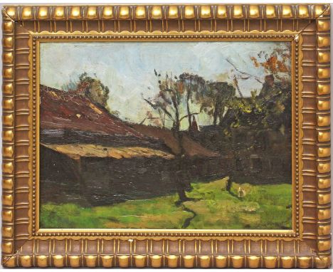van Wijngaerdt, Piet (1873 Amsterdam - Abcoude 1964) Bauernhaus mit Garten. Öl/Lwd. (l. Altersspuren), re. u. sign. sowie ver