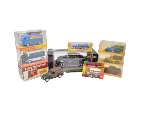 Ten die-cast model vehicles, including Maisto, Solido, Norev, Minialuxe and AtlasQty: 10