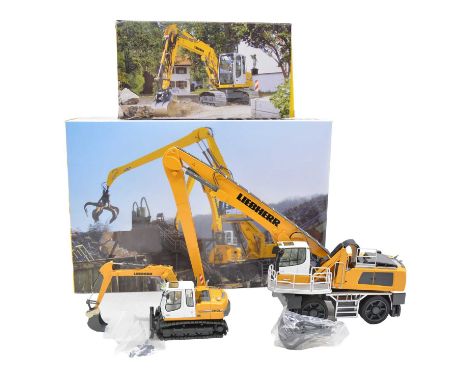 NZG die-cast models, two including ref. 810 Liebherr LH 80 M material handler; ref. 678 Liebherr R 313 Hydraulic Excavator, b