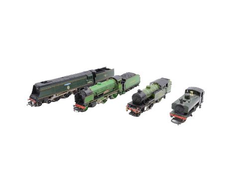 Hornby and Bachmann OO gauge model railway locomotives, four including Bachmann ref. 31-600 LNER 2-6-2T class V3 tank locomot