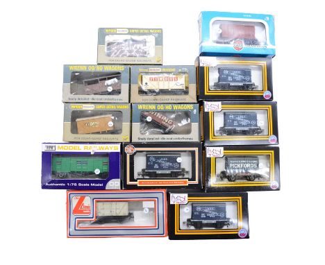 OO gauge model railway freight wagons and passenger coaches, thirty-three including Dapol ref. B118 'Pickfords' conflat; Dapo